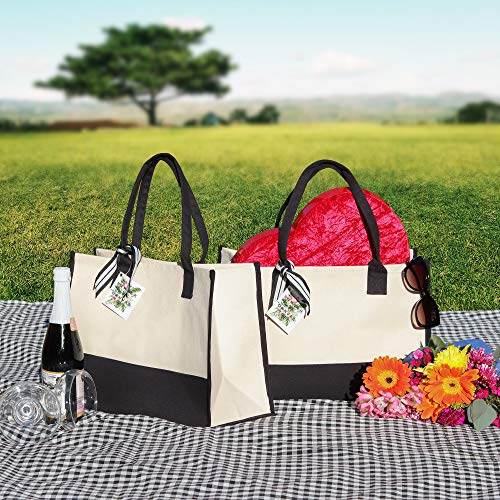 VANESSA ROSELLA Monogram Tote Bag with 100% Cotton Canvas and a Chic Personalized Monogram (Plain) - Image 3