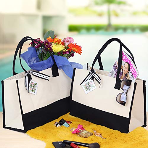 VANESSA ROSELLA Monogram Tote Bag with 100% Cotton Canvas and a Chic Personalized Monogram (Plain) - Image 2
