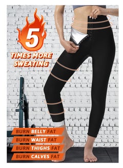 Cuken Sauna Pants Women Sweat Capris Slimming Leggings, High Waist Gym Workout Body Shaper Sweat Suits, L/XL  - Image 3