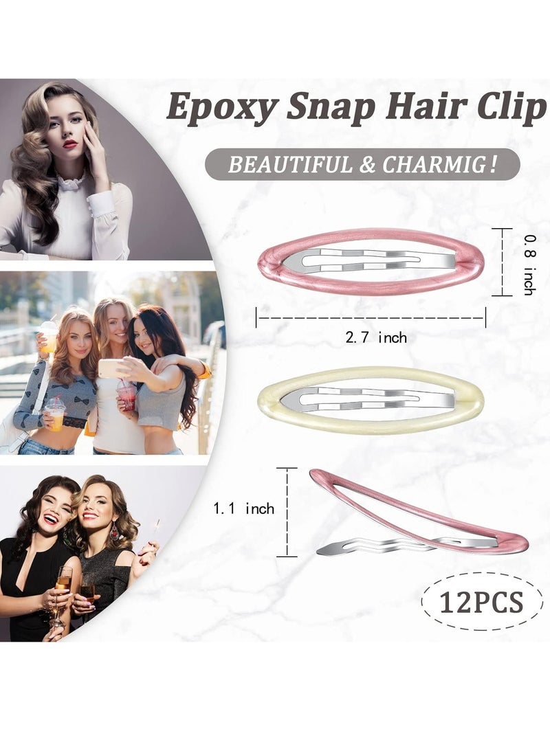 Waydress Waydress 12 Pcs Oval 2.8 In Tortoise Metal Hair Clips for Women Ellipse Non-Slip Hair Grips (Vivid Style)  - Image 3
