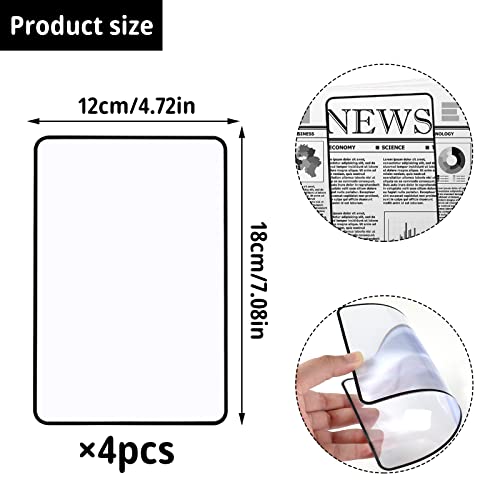 HOYDATE 4Pcs Page Magnifying Sheet 3X Lightweight Optical Plastic Fresnel Lens Bookmark Flat Magnifier for The Elderly and People with Low Vision Reading Small Prints, Maps and Books - Image 2
