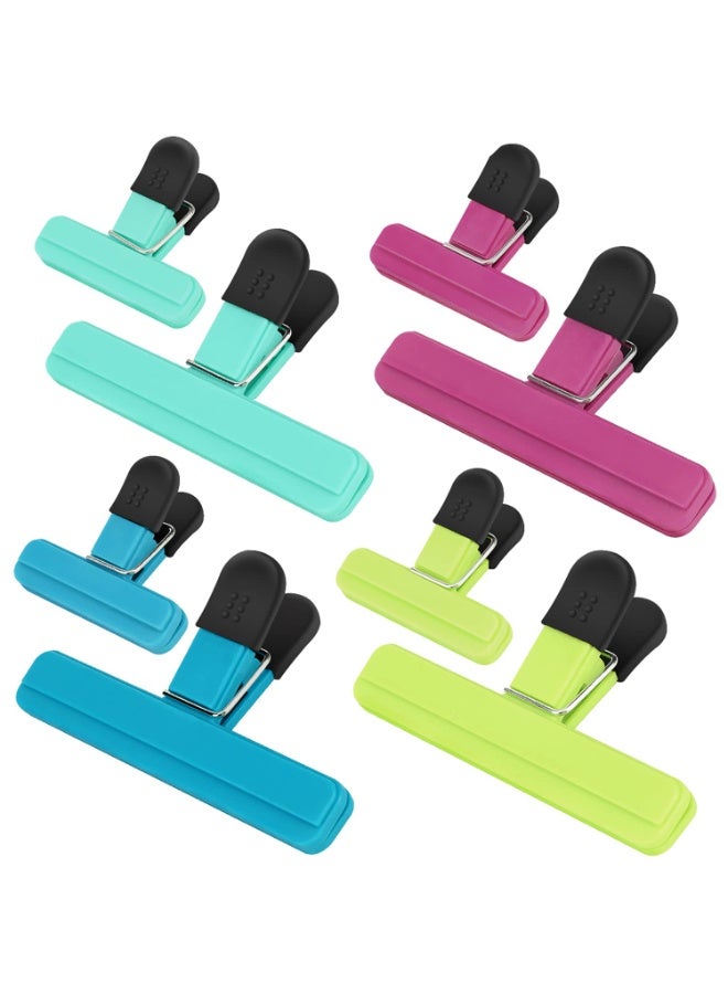 HOMESTAR 8PCS Chip Clips Food Sealing Clips , Household Snack Moisture-Proof Clips , Upgraded Wide Opening Bag Clips,  With Anti-Slip Stripes Food Grade Sealing Handle Food Storage Clips, Assorted Sizes - Image 1