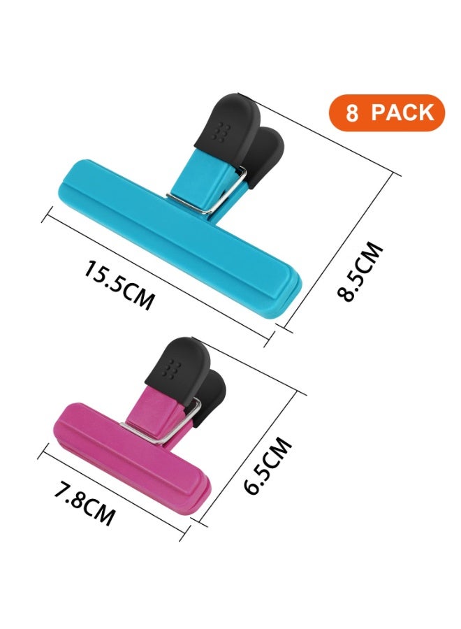HOMESTAR 8PCS Chip Clips Food Sealing Clips , Household Snack Moisture-Proof Clips , Upgraded Wide Opening Bag Clips,  With Anti-Slip Stripes Food Grade Sealing Handle Food Storage Clips, Assorted Sizes - Image 2