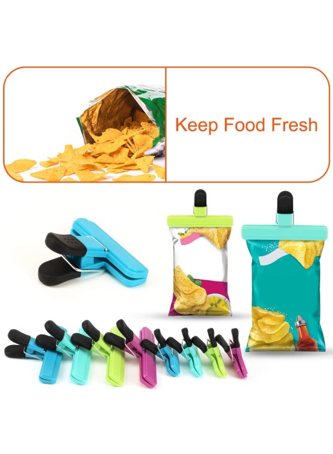 HOMESTAR 8PCS Chip Clips Food Sealing Clips , Household Snack Moisture-Proof Clips , Upgraded Wide Opening Bag Clips,  With Anti-Slip Stripes Food Grade Sealing Handle Food Storage Clips, Assorted Sizes - Image 4