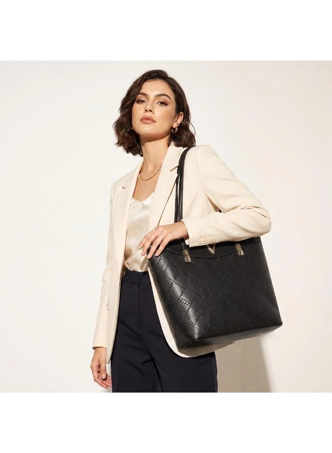 Adore Adore Quilted Tote Bag with Zip Closure