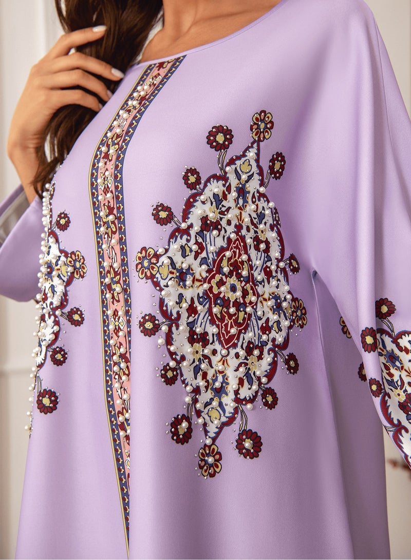 xozgdovg Muslim women's gown print and drill dress  - Image 2