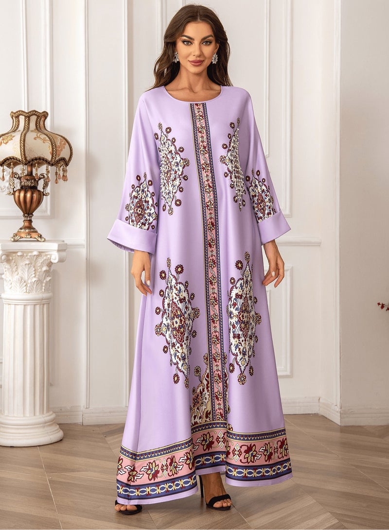 xozgdovg Muslim women's gown print and drill dress  - Image 1