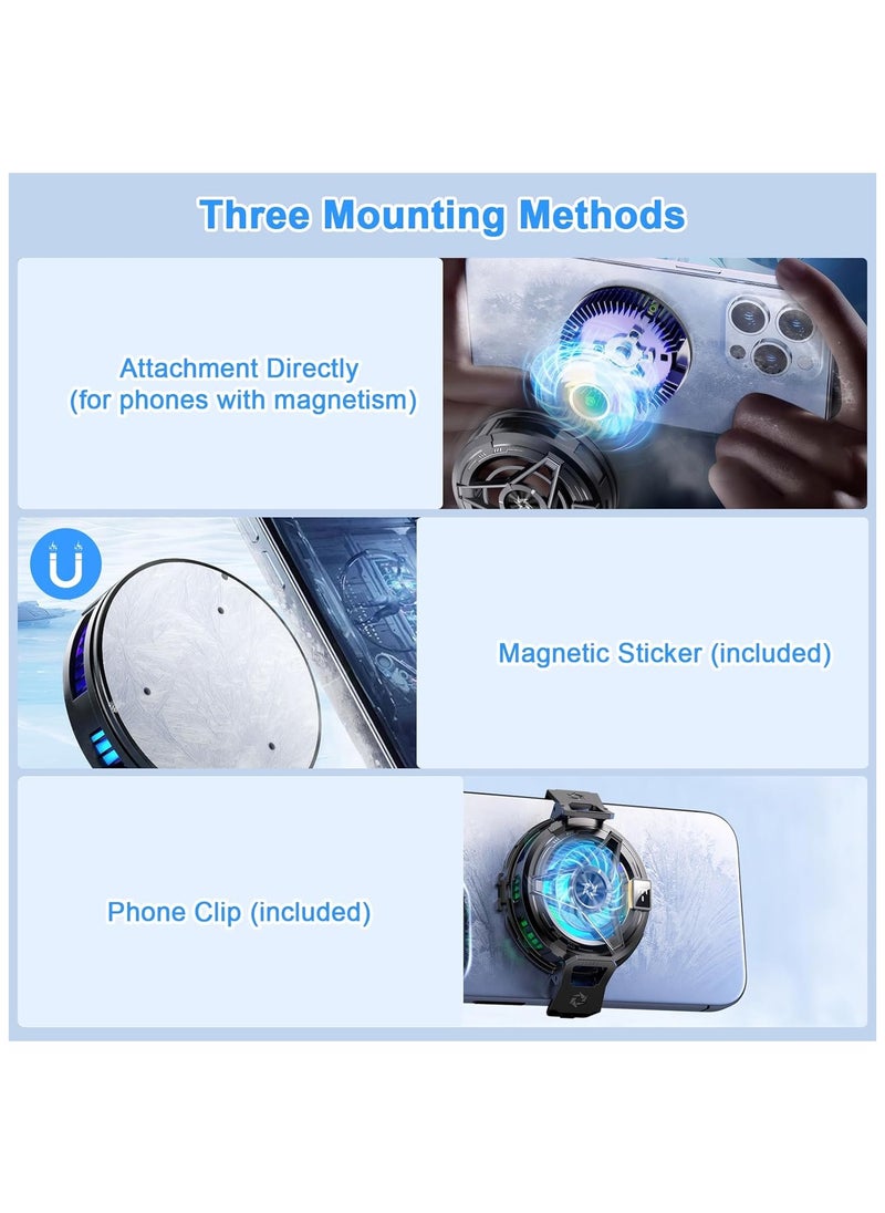 Generic Phone Cooler for Gaming with Magnetic iPad Cooler Phone Fan Sticker Phone Clip LED Display Low Decibel Mobile Phone Radiator Compatible for iPhone/Android/Tablet/iPad/Game Controller  - Image 4