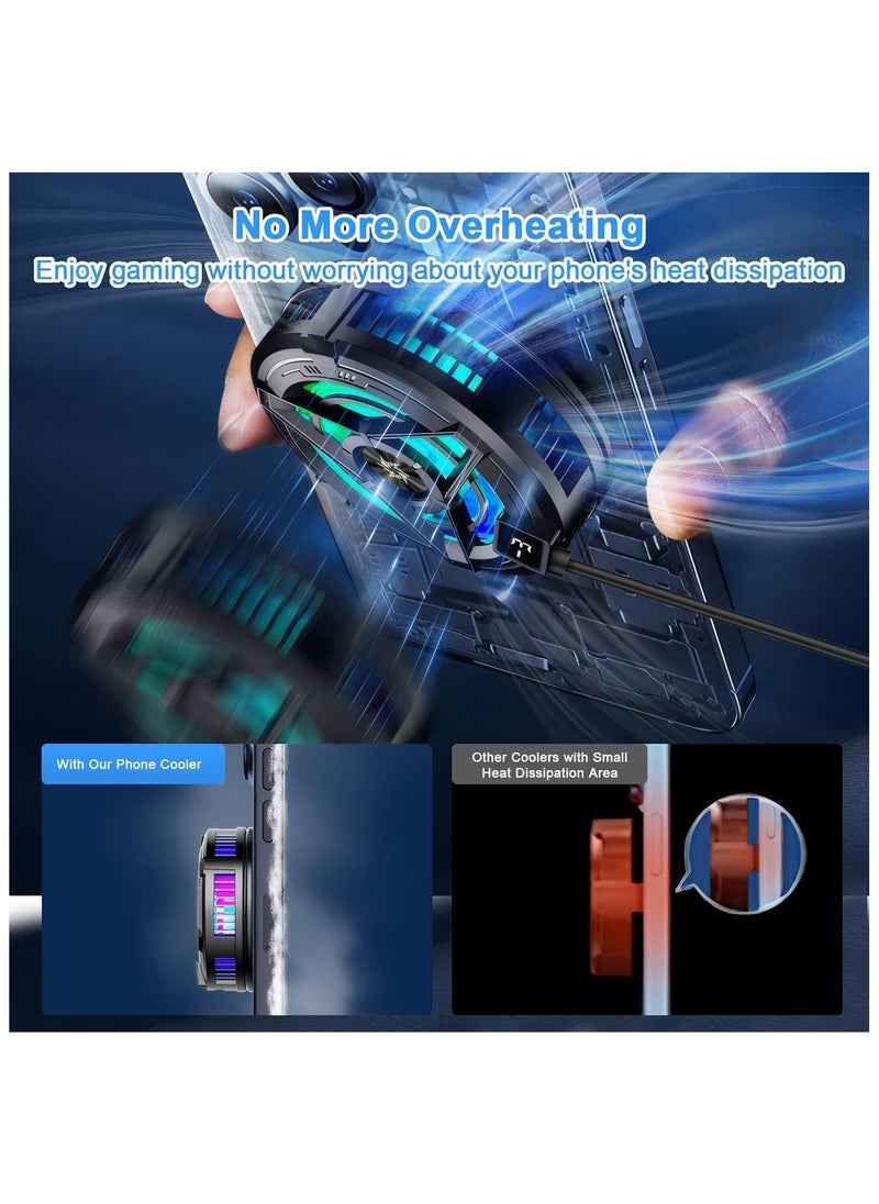 Generic - Phone Cooler for Gaming with Magnetic iPad Cooler Phone Fan Sticker Phone Clip LED Display Low Decibel Mobile Phone Radiator Compatible for iPhone/Android/Tablet/iPad/Game Controller - Image 1