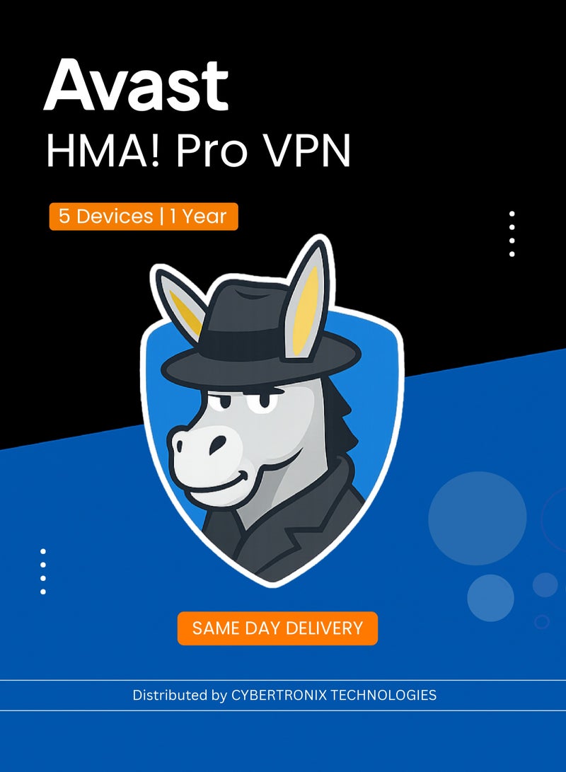 Avast أفاست HMA! برو VPN | 5 أجهزة لمدة سنة واحدة | ترخيص رقمي | توصيل في نفس اليوم