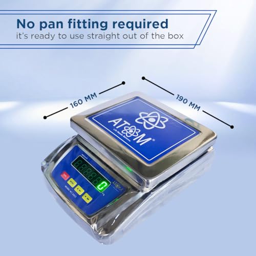 ATOM A 202 30kg Steel Weighing Scale. MADE IN INDIA (6.3X7.5 INCH) with Front and Back LED display for Grocery | Kirana | Dairy | A 201 Series Scale. WITHOUT STAMPING FOR DOMESTIC USE ONLY - Image 5