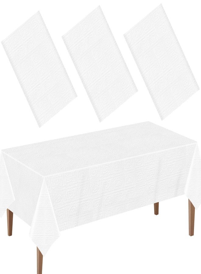 CUUSNNY 3 Pack White Paper Tablecloths for Rectangle Tables,3 Ply Disposable Table Covers with Plastic Backing for Weddings, Birthdays,Parties,54x108 Inch - Image 1