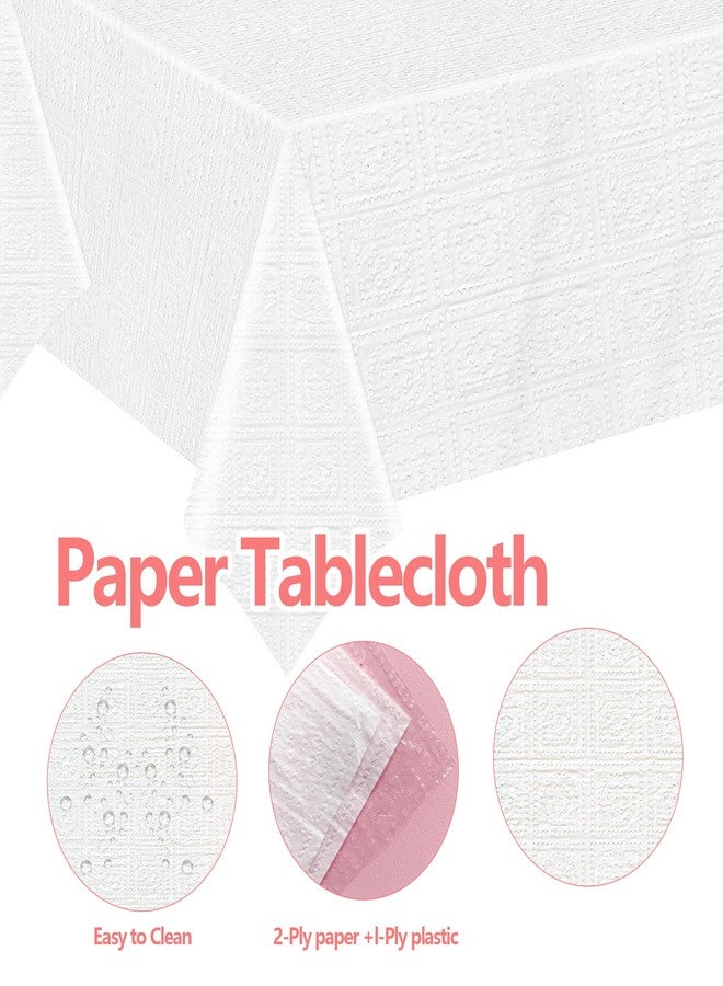 CUUSNNY 3 Pack White Paper Tablecloths for Rectangle Tables,3 Ply Disposable Table Covers with Plastic Backing for Weddings, Birthdays,Parties,54x108 Inch - Image 3