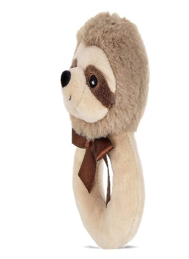 Bearington Collection Bearington Baby Lil' Speedster Plush Stuffed Animal Sloth Soft Ring Rattle, 5.5 Inch  - Image 2