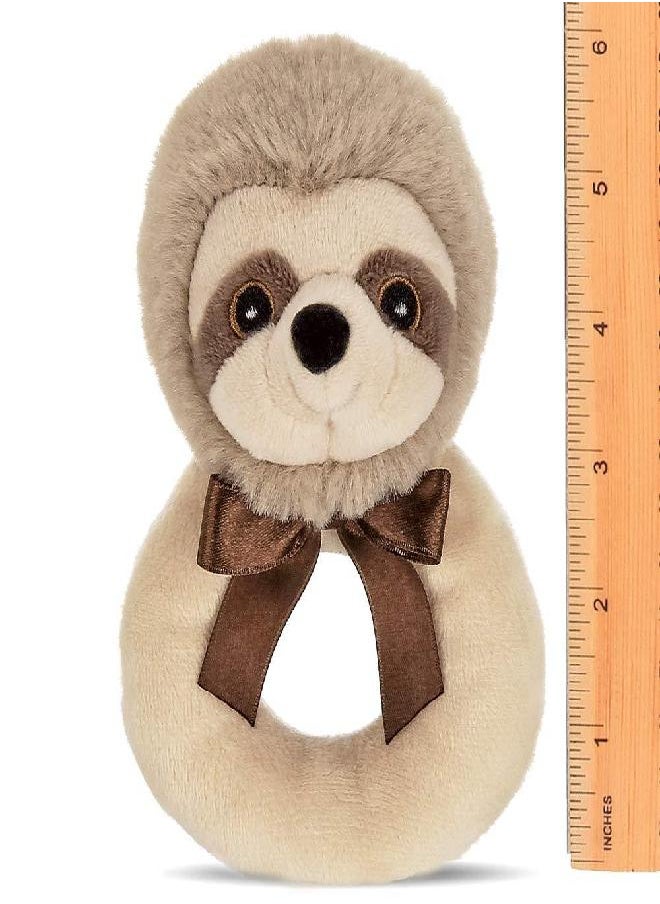 Bearington Collection Bearington Baby Lil' Speedster Plush Stuffed Animal Sloth Soft Ring Rattle, 5.5 Inch  - Image 4
