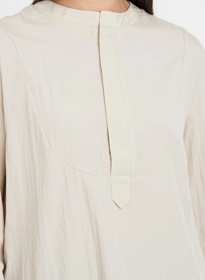 Styli Beige Beige Long Sleeve Tunic Top for Women | Best Price UAE