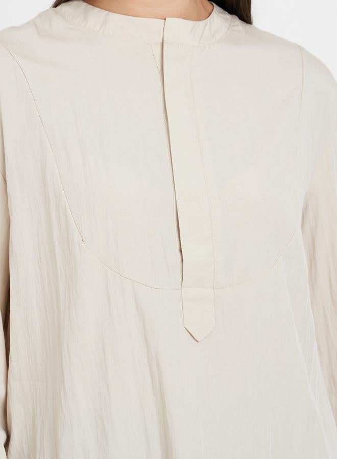 Styli Beige Long Sleeve Tunic Top - Image 3