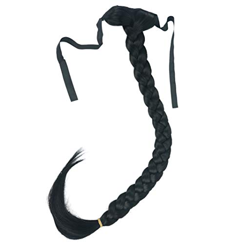 Lydell 24" Long Fishtail Braid Wrap Around Ponytail Extension Synthetic Hairpiece #1 Black - Image 1