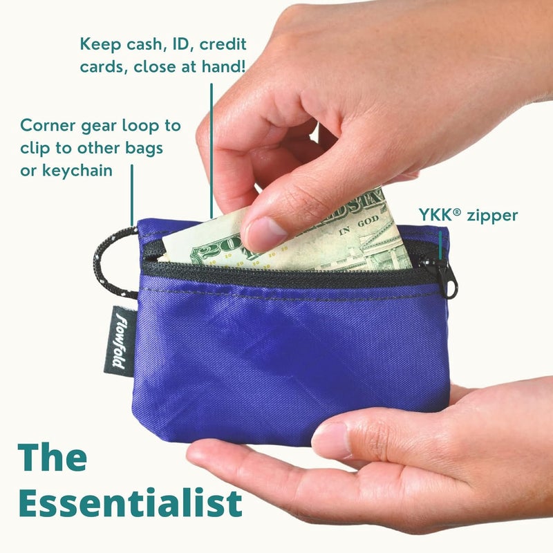 Flowfold Essentialist Clippable Mini Zip Pouch for Holding Coin, ID, Credit Card, and More | Small Water Repellent Wallet Made from Recycled Materials | Handcrafted In USA | Purple - Image 5