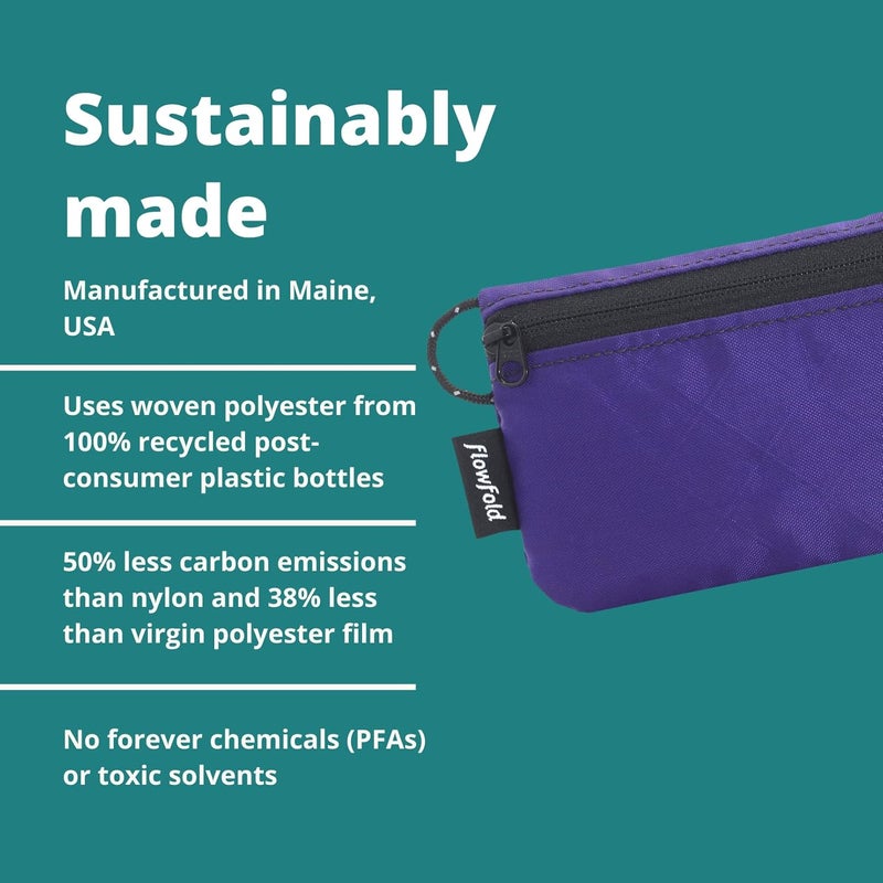 Flowfold Essentialist Clippable Mini Zip Pouch for Holding Coin, ID, Credit Card, and More | Small Water Repellent Wallet Made from Recycled Materials | Handcrafted In USA | Purple - Image 4