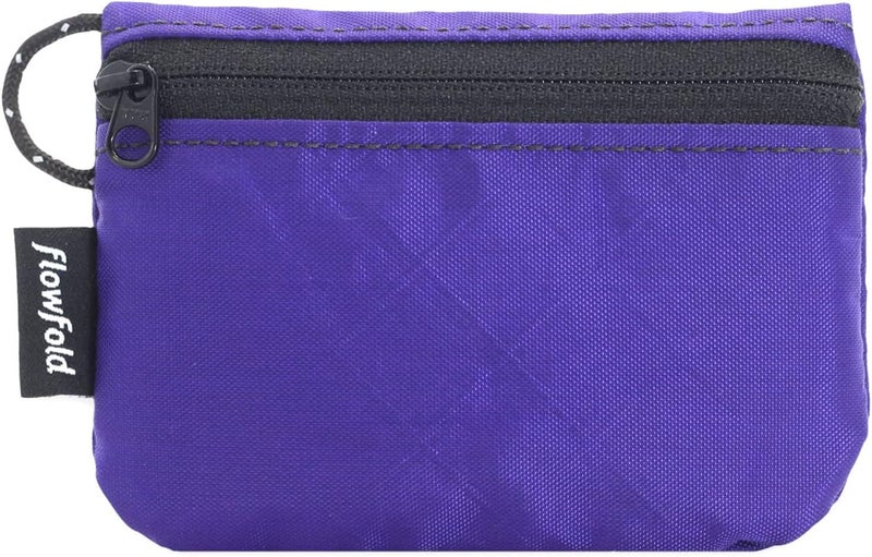 Flowfold Essentialist Clippable Mini Zip Pouch for Holding Coin, ID, Credit Card, and More | Small Water Repellent Wallet Made from Recycled Materials | Handcrafted In USA | Purple - Image 1