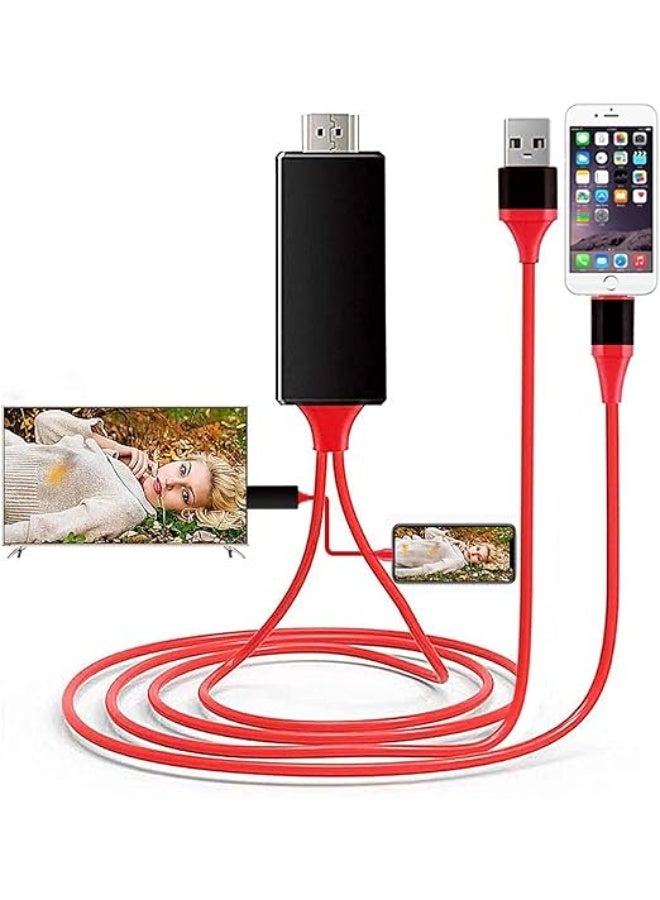 Lightning to HDMI/HDTV AV TV Cable Adapter, Red and Black - Image 2