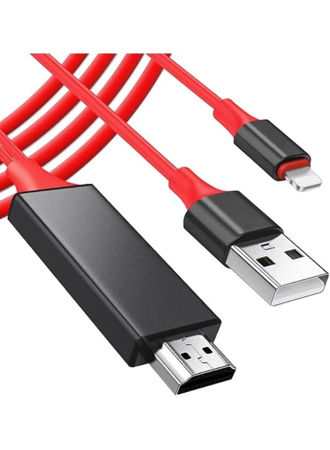 Lightning to HDMI/HDTV AV TV Cable Adapter, Red and Black - Image 1