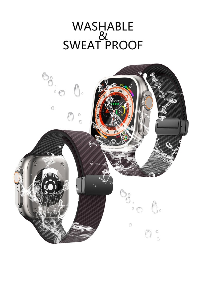 X-level - Bands Compatible with Apple Watch 42mm 44mm 45mm 49mm Series 9/8/7/SE/6/5/4/3/2/1 IWatch Ultra/Ultra 2/ Silicone Strap With Magnetic folding Buckle, Quick Release Silicone Straps for Women Men - Image 1