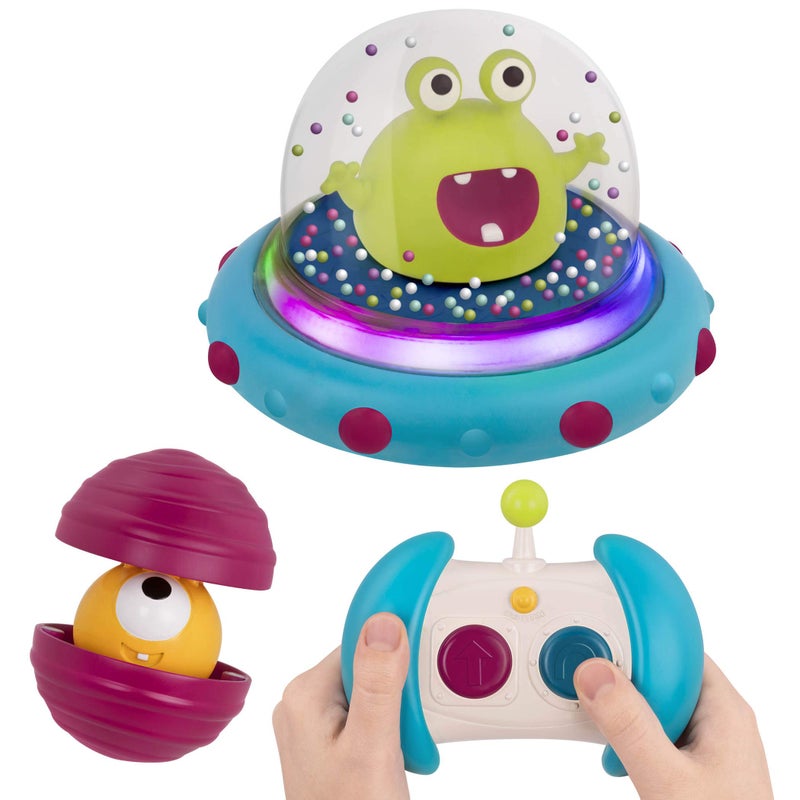 B. toys â€“ Vehicle Bumper Space Car â€“ Light â€“ Up â€“ Simple Remote Control Car for Toddlers with Alien Driver â€“ Marky Mars â€“ 12+ Months - Image 1