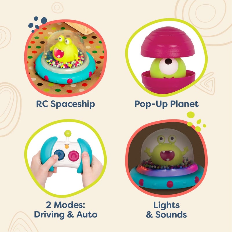 B. toys â€“ Vehicle Bumper Space Car â€“ Light â€“ Up â€“ Simple Remote Control Car for Toddlers with Alien Driver â€“ Marky Mars â€“ 12+ Months - Image 3