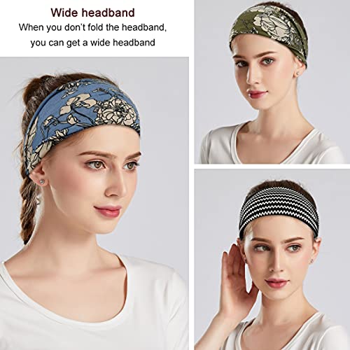 YONUF Boho Headbands For Women Fashion Wide Headband Yoga Workout Head Bands Hair Accessories Band 6 Pack - Image 5