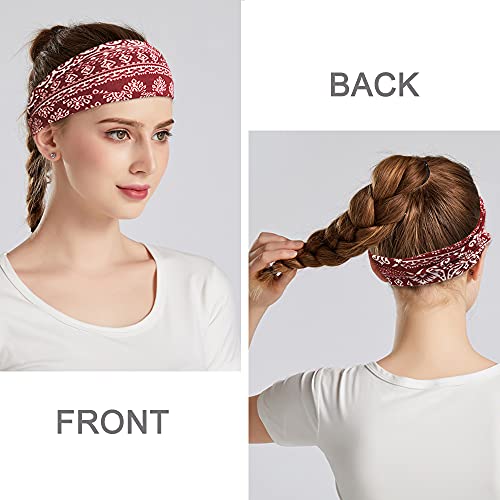 YONUF Boho Headbands For Women Fashion Wide Headband Yoga Workout Head Bands Hair Accessories Band 6 Pack - Image 4