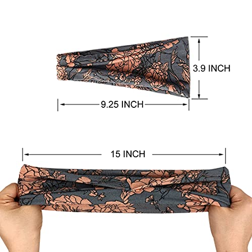 YONUF Boho Headbands For Women Fashion Wide Headband Yoga Workout Head Bands Hair Accessories Band 6 Pack - Image 3