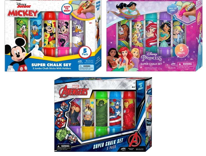 JARU Disney Marvel Jumbo Sidewalk Chalk for Kids with Chalk Holder 3 Sets 5 Chalks Each Washable Colored Chalk for Outdoor Play Classroom Use Birthday Gifts ABC69043 - Image 2