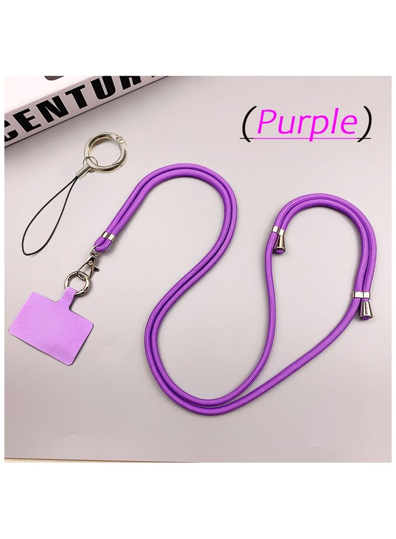 Mobile Phone Lanyard, Universal Crossbody Mobile Phone Lanyard, Multi-Function Nylon Patch Adjustable Shoulder Neck Strap, Compatible with Most Smartphones (Purple)  - Image 1
