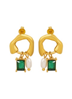 KAAF CREATIONS Kaaf creations 18K gold plated Stainless steel Earrings for women and girls, Intensity,waterproof, With stud,cubic zirconia,size: 2.5 х 1.6 cm, hypoallergenic, long lasting and does not tarnish. 