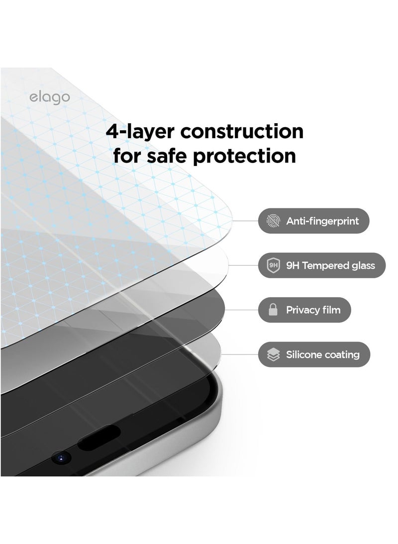 Elago Privacy Tempered Glass for iPhone 16 PRO (2024) Screen Protector - [1Pack] - Image 2