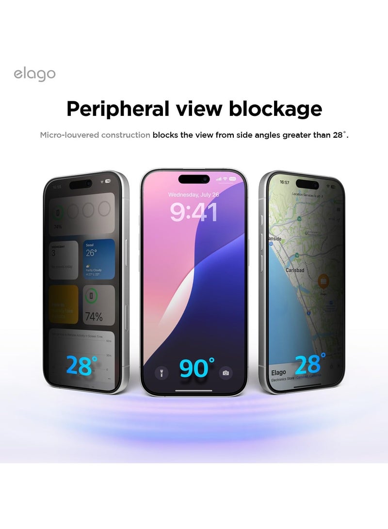 Elago Privacy Tempered Glass for iPhone 16 PRO (2024) Screen Protector - [1Pack] - Image 3