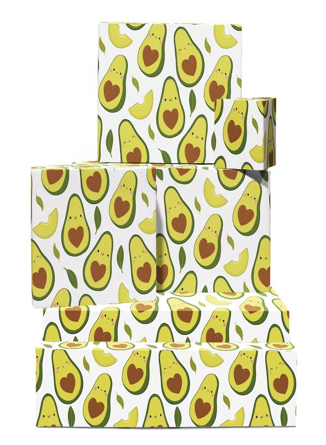 CENTRAL 23 Funny Wrapping Paper - Avocado, Food Theme, Cartoon - 6 Sheets of Giftwrap for All Ages Family Friends - All Occasion Birthday - Comes With Stickers - Image 1