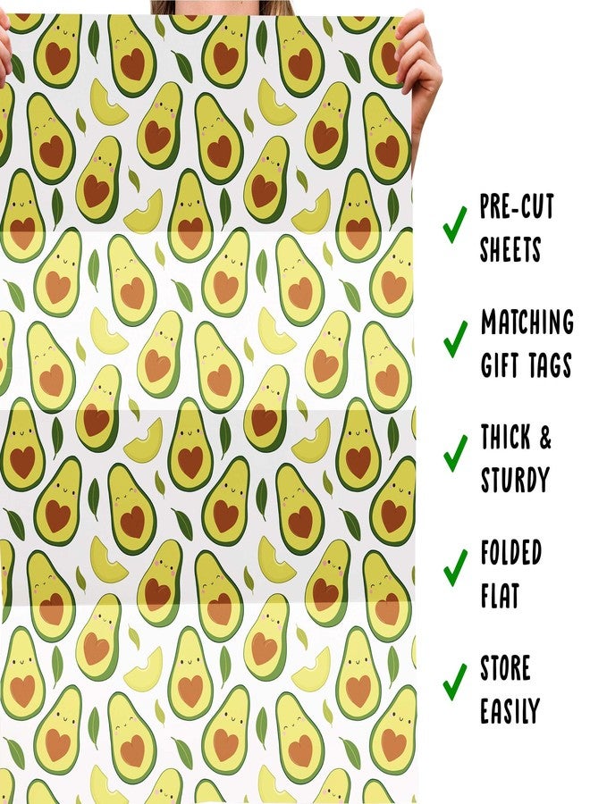 CENTRAL 23 Funny Wrapping Paper - Avocado, Food Theme, Cartoon - 6 Sheets of Giftwrap for All Ages Family Friends - All Occasion Birthday - Comes With Stickers - Image 5