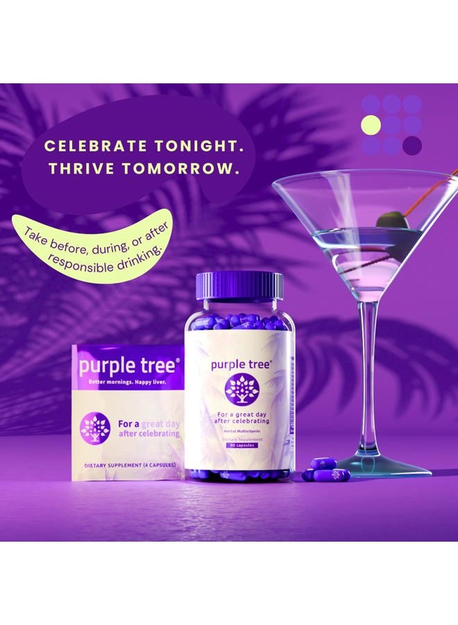PURPLE TREE Post Celebration Wellness Vitamins | Liver Support, Body Replenisher, Rapid Hydration | Dihydromyricetin DHM, Milk Thistle, Electrolytes, Vitamin B, Willow Bark, Quercetin (60 Pills) - Image 2