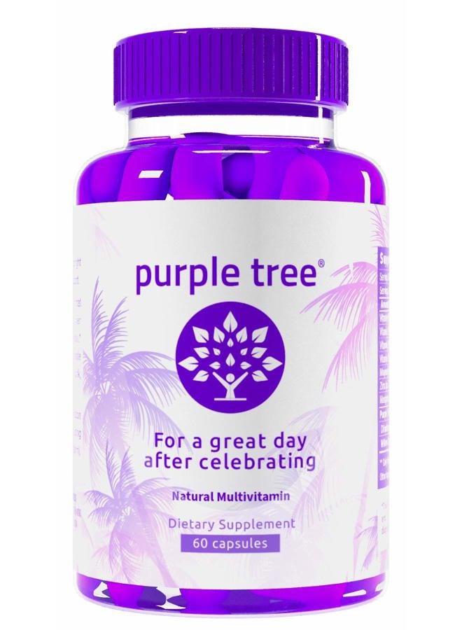 PURPLE TREE Post Celebration Wellness Vitamins | Liver Support, Body Replenisher, Rapid Hydration | Dihydromyricetin DHM, Milk Thistle, Electrolytes, Vitamin B, Willow Bark, Quercetin (60 Pills) - Image 1