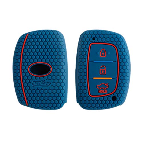 Keyzone® Keycare® Silicone Key Cover for Elite i20, Active i20,Aura (Push Button Start Models only) Compare Your car's Key with The Key Image(Blue) - Image 2