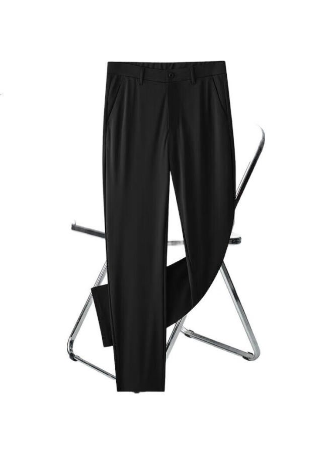 FIRS Men'S Casual Pants With Mulberry Silk, Lightweight For All Seasons, Business Commute, Wrinkle-Resistant, Breathable Trousers, Black, Size 35 - Image 2