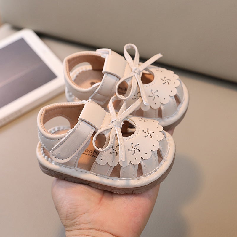Summer Baby Girl Sandals Toddler Anti-Slip Princess Shoes Beige