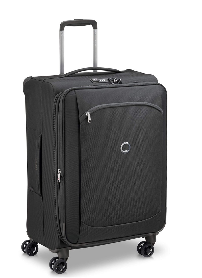 DELSEY Paris - Montmartre Air 2.0 68cm Softcase 4 Double Wheel Expandable Check-In Luggage Trolley Black - Image 1