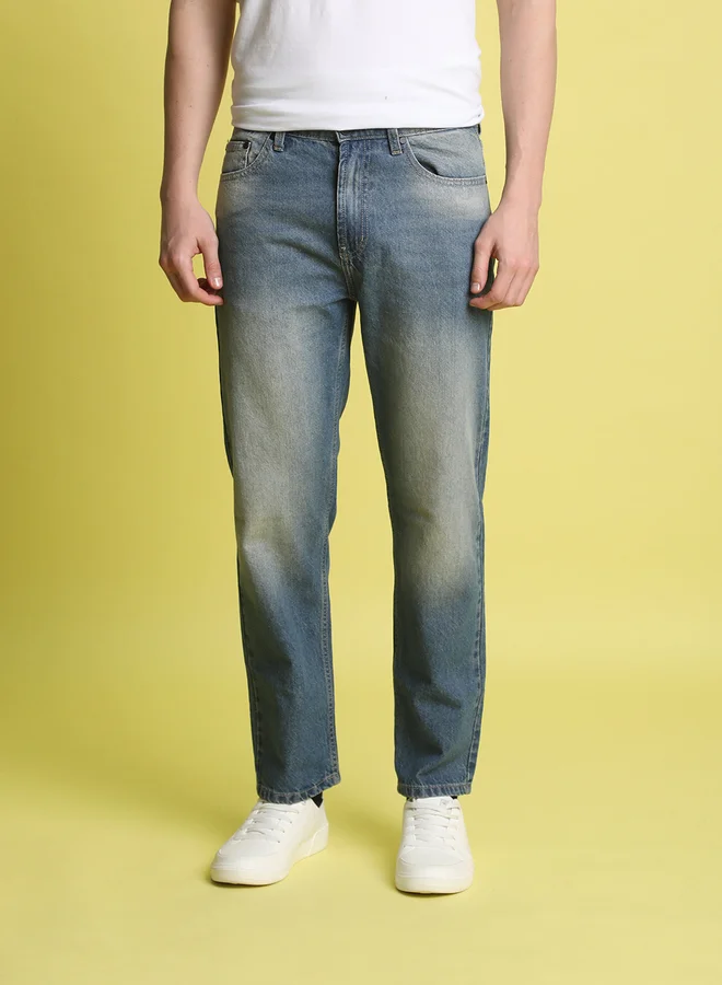 Styli Men Cotton Relaxed Fit Faded Jeans By Bene Kleed