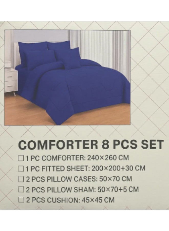 Atlantis Super Soft Microfiber 8pcs Comforter Set 240X260- Blue