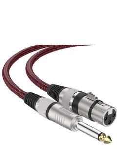 SYOSI Female to 1/4 TS Cable 10ft, Microphone Mono Jack, Nylon Braided 6.35mm Unbalanced for Dynamic Heavy Duty Mic  - Image 1