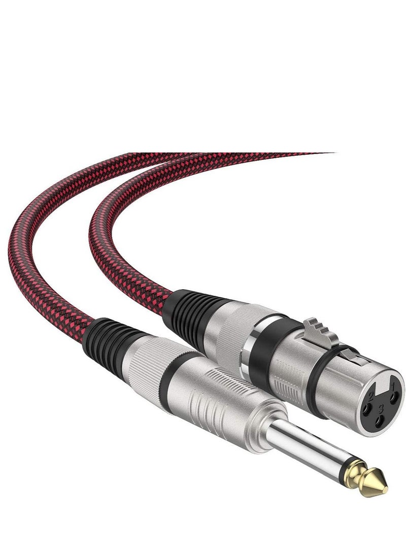 SYOSI Female to 1/4 TS Cable 10ft, Microphone Mono Jack, Nylon Braided 6.35mm Unbalanced for Dynamic Heavy Duty Mic - Image 1